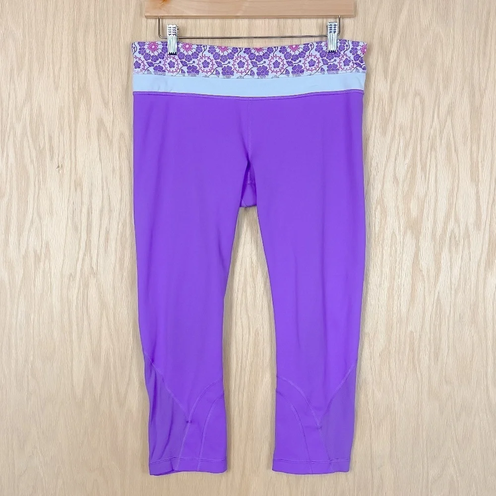 Lululemon Run Inspire Crop II Size 10 Leggings Twiggy Power Purple Aquamarine